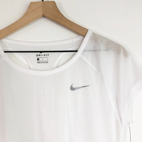 Nike White Running Open Racerback Breathe Top M - Picture 3 of 13
